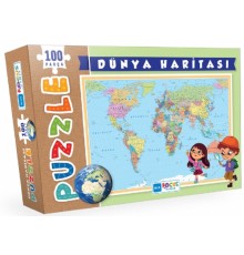 Blue Focus Dünya Haritası - Puzzle 100 Parça