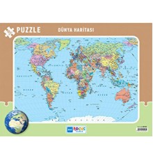 Blue Focus 72 Parça Dünya Haritası Frame Puzzle