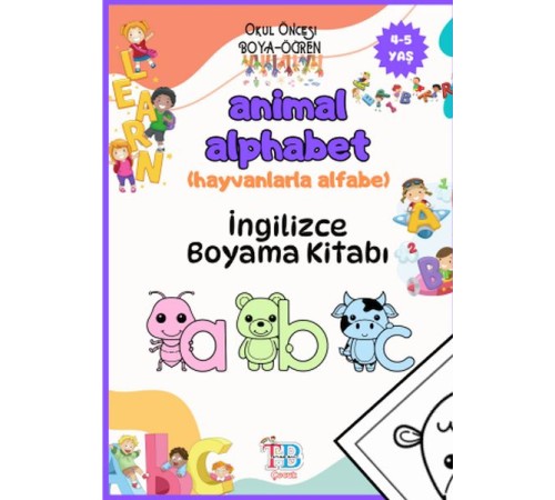 Animal Alphabet (Hayvanlarla Alfabe) Boyama Kitabı