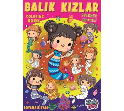 Balık Kızlar Boyama Kitabı Popsticker