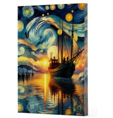 Van Gogh 2 - Gemi Çizgili Yan Boyamalı Defter