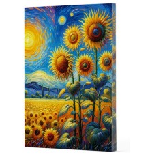 Van Gogh 4 - Ayçiçekleri Çizgili Yan Boyamalı Defter
