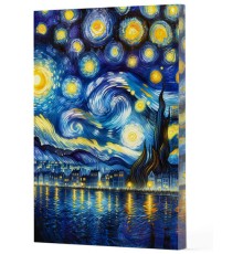 Van Gogh 7 - Yıldızlı Gece Çizgili Yan Boyamalı Defter