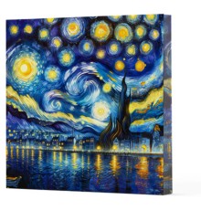 Van Gogh 7 Yıldızlı Gece - Çizgisiz Yan Boyamalı Defter