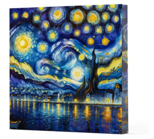 Van Gogh 7 Yıldızlı Gece - Çizgisiz Yan Boyamalı Defter