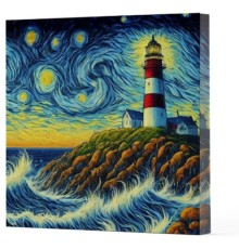 Van Gogh 8 Deniz Feneri - Çizgisiz Yan Boyamalı Defter