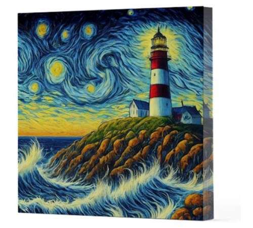 Van Gogh 8 Deniz Feneri - Çizgisiz Yan Boyamalı Defter
