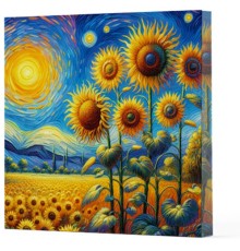 Van Gogh 4 Ayçiçekleri - Çizgisiz Yan Boyamalı Defter