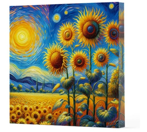 Van Gogh 4 Ayçiçekleri - Çizgisiz Yan Boyamalı Defter