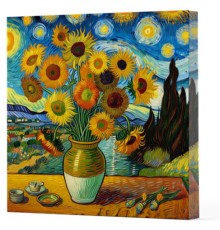 Van Gogh 10 Ayçiçekleri - Çizgisiz Yan Boyamalı Defter