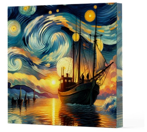 Van Gogh 2 Gemi - Çizgisiz Yan Boyamalı Defter Van Gogh 2 Gemi - Çizgisiz Yan Boyamalı Defter
