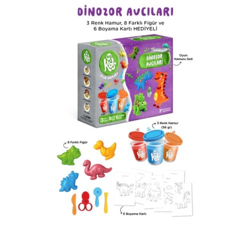 Dinozor Avcıları Oyun Hamuru Seti (17 Parça - 352 Gr)