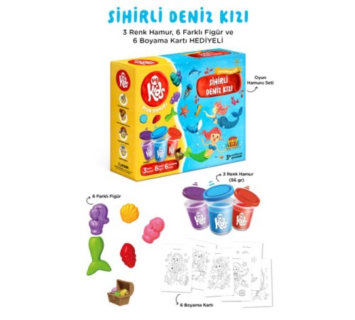 Sihirli Deniz Kızı Oyun Hamuru Seti (15 Parça - 344 Gr)