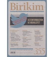 Birikim Aylık Sosyalist Kültür Dergisi Sayı: 355 Kasım 2018