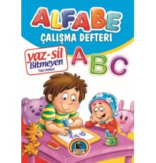 Yaz-Sil Alfabe Bitmeyen Yazı Defteri+Tahta Kalemi