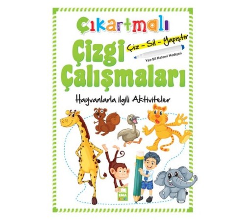 Çıkartmalı Çizgi Çalışmaları Hayvanlarla İlgili Aktiviteler