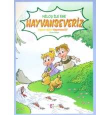 Niloş İle Ege - Hayvan Severiz 35*50 Kuşe Kağıt - Renkli Hikaye