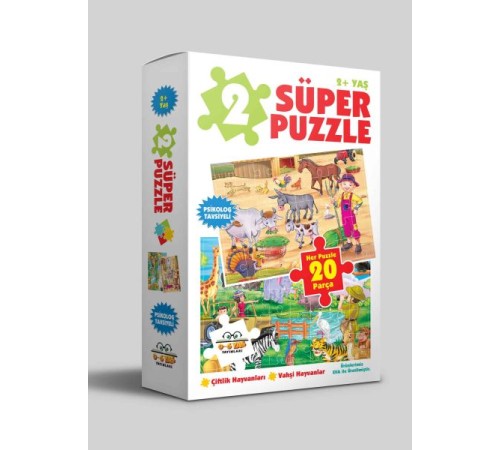 2 Süper Puzzle - Çiftlik Hayvanları - Vahşi Hayvanlar 2+ Yaş