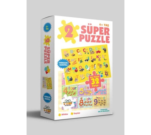 2 Süper Puzzle - Alfabe - Sayılar 4+ Yaş