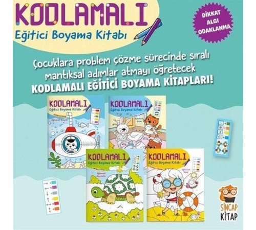 Kodlamalı Eğitici Boyama Kitabı 4-6 Yaş (4 Kitap Takım) Kodlamalı Eğitici Boyama Kitabı 4-6 Yaş (4 Kitap Takım)