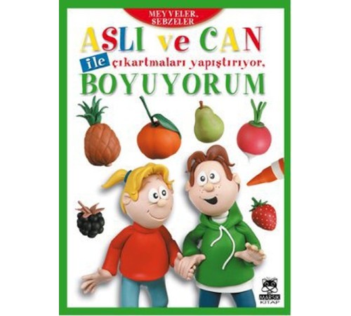 Aslı ve Can ile Çıkartmaları Yapıştırıyor, Boyuyorum - Meyveler, Sebzeler