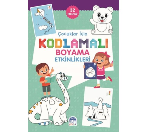 Çocuklar İçin Kodlamalı Boyama Etkinlikleri - Yeşil - 32 Etkinlik