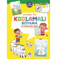Çocuklar İçin Kodlamalı Boyama Etkinlikleri - Sarı - 32 Etkinlik