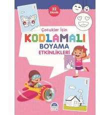 Çocuklar İçin Kodlamalı Boyama Etkinlikleri - Pembe - 32 Etkinlik