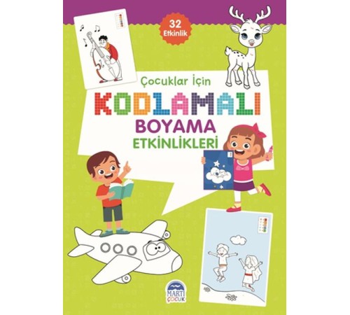 Çocuklar İçin Kodlamalı Boyama Etkinlikleri - Yeşil 2 - 32 Etkinlik