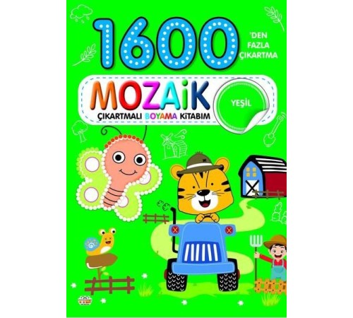1600 Mozaik Çıkartmalı Boyama Kitabım Yeşil Kitap