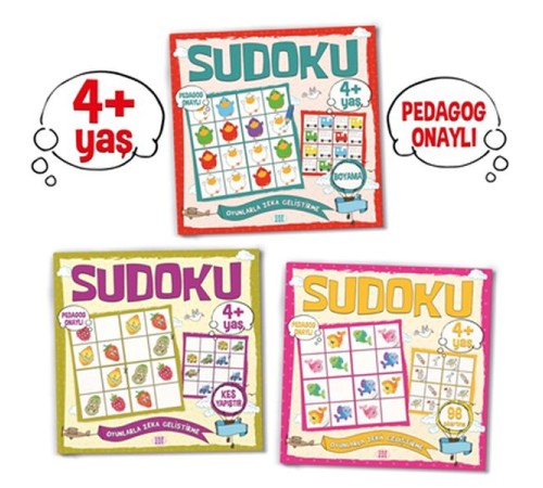 Çocuklar İçin Sudoku Seti (4+ Yaş) 3 Kitap Takım