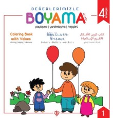 Değerlerimizle Boyama Kitabı - Paylaşma Yardımlaşma Hoşgörü - Arapça-İngilizce-Japonca-Türkçe