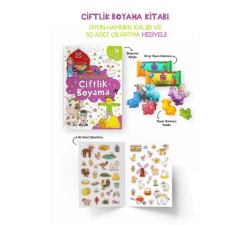 Çiftlik Boyama Kitabı - Oyun Hamurlu - 3 Yaş +