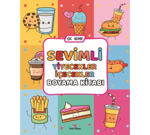 Sevimli Yiyecekler İçecekler Boyama Kitabı