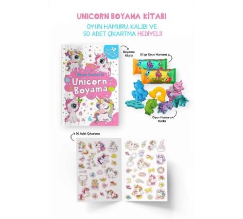 Unicorn Boyama Kitabı - Oyun Hamurlu - 3 Yaş