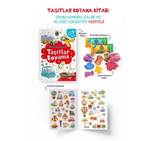 Taşıtlar Boyama Kitabı - Oyun Hamurlu - 3 Yaş +