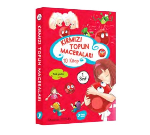 Kırmızı Topun Maceraları 1. Sınıf Renkli Heceli Düz Yazı 10 Kitap